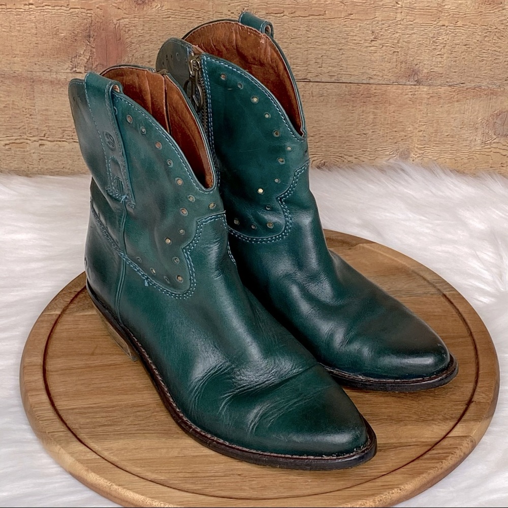Lucky Brand Chantel X "Limited Edition” Western Teal Leather Boots Size 9.5